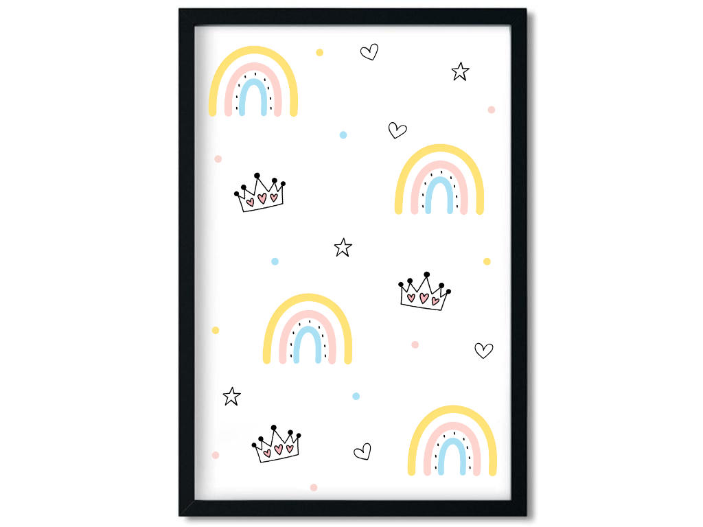 E-shop Benlemi Detský plagát na stenu DUHA S KORUNKAMI Zvoľte rozmer: 30x42 cm (A3)