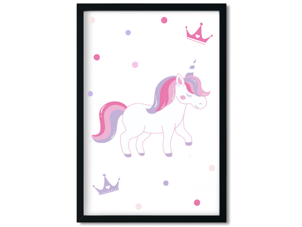 E-shop Benlemi Plagát JEDNOROŽEC do detskej izby BIELY Zvoľte rozmer: 30x42 cm (A3)