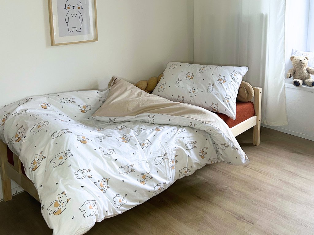 Benlemi Celoročný set: levanduľový vankúš a prikrývka pre deti + obliečky LESNÉ ZVIERATÁ