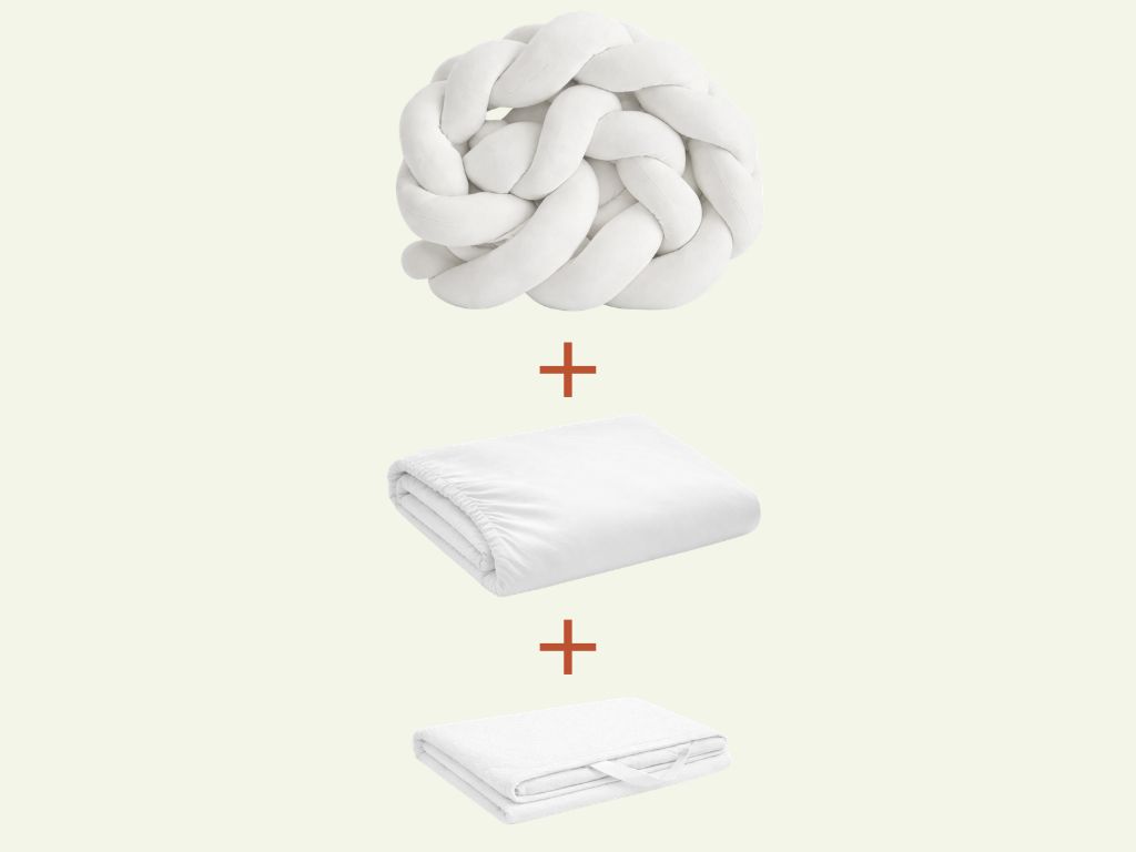 Benlemi Sada pre bezpečný spánok; jednolôžkové jersey prestieradlo + mantinel cop + chránič matraca Zvoľte farbu: Biela, Zvoľte rozmer: 80 x 200 cm