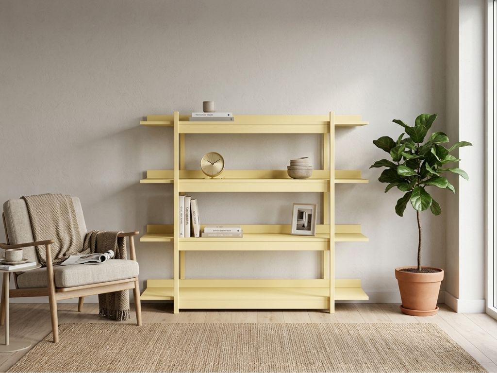 E-shop Drevená nástenná knižnica FRAME vanilková
