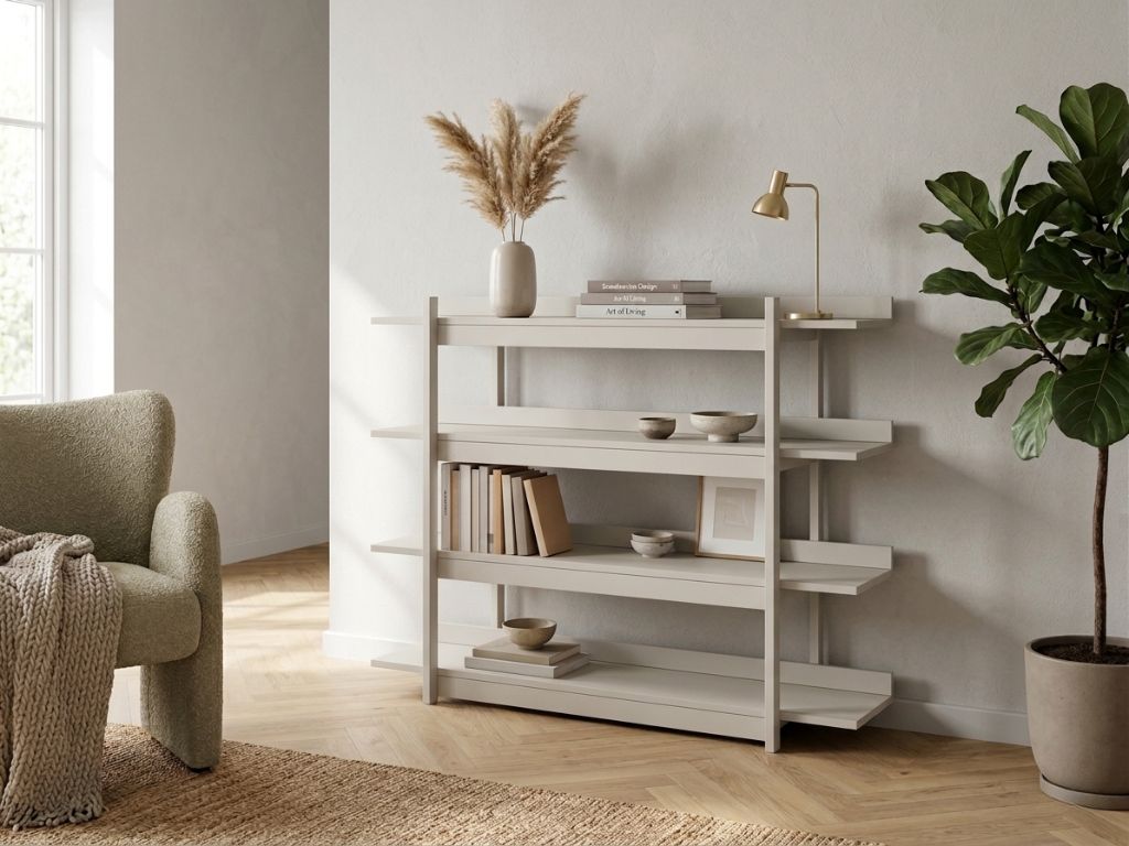 E-shop Drevená nástenná knižnica FRAME kašmírová