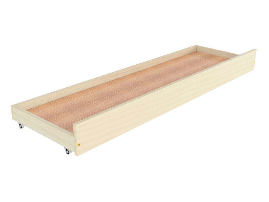 Benlemi Jednolôžková posteľ PLOTTY so zábranou a zásuvkou Zvoľte farbu: Nelakovaná, Zvoľte rozmer: 80x200 cm, Zvoľte zábranu: S prednou zábranou