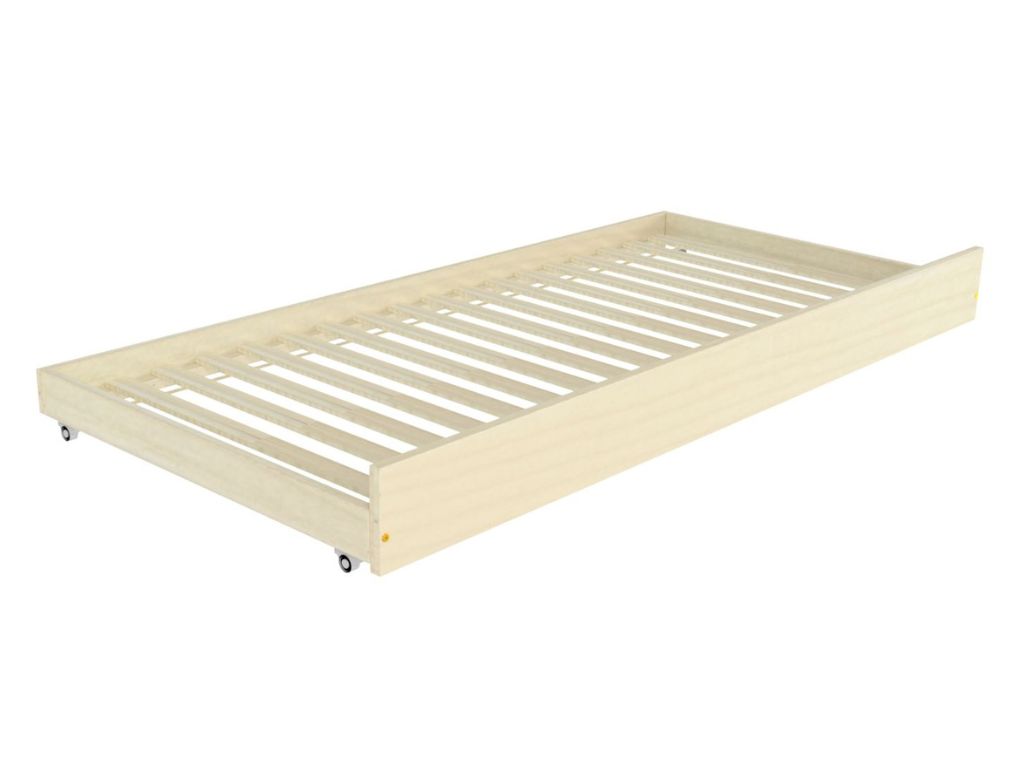 Benlemi Jednolôžková posteľ PLOTTY so zábranou a prístelkou Zvoľte farbu: Nelakovaná, Zvoľte rozmer: 80x190 cm, Zvoľte zábranu: S prednou zábranou
