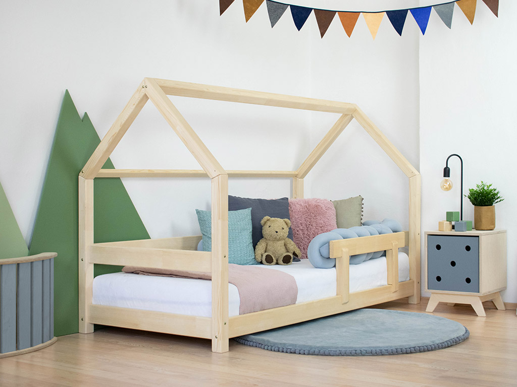 Benlemi Detská posteľ domček TERY s bočnicou Zvoľte farbu: Biela, Rozmer: 120x180 cm