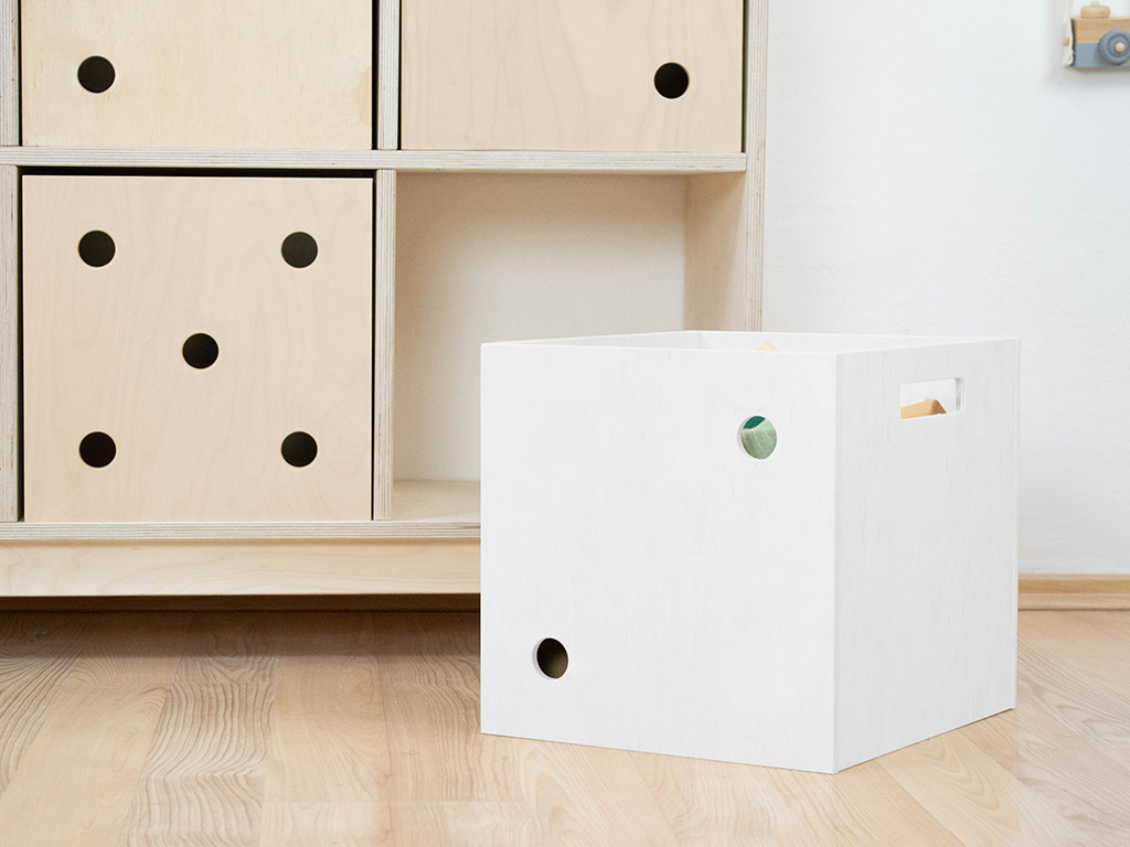 Benlemi Drevený úložný box DICE s číslami v štýle hracej kocky Zvoľte farbu: Biela, Varianta: Dvojka