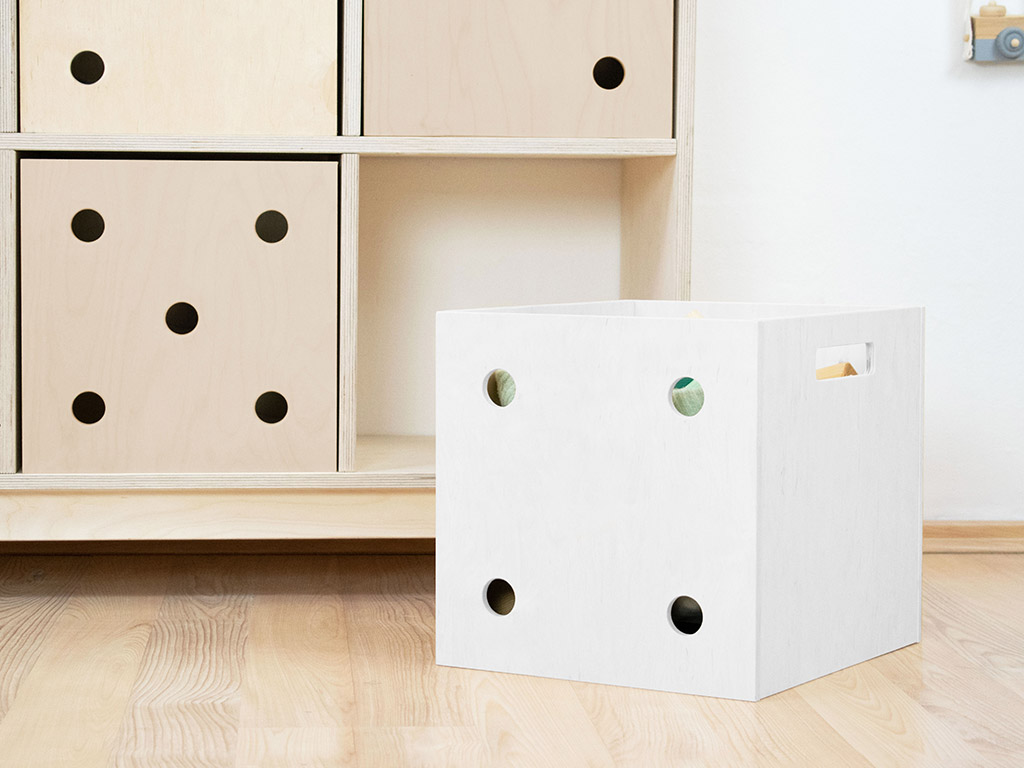 Benlemi Drevený úložný box DICE s číslami v štýle hracej kocky Zvoľte farbu: Biela, Varianta: Štvorka