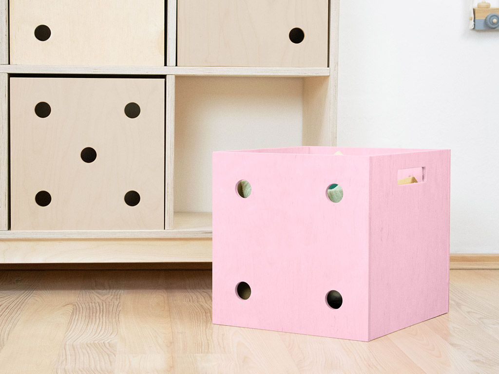 Benlemi Drevený úložný box DICE s číslami v štýle hracej kocky Zvoľte farbu: Ružová, Varianta: Štvorka