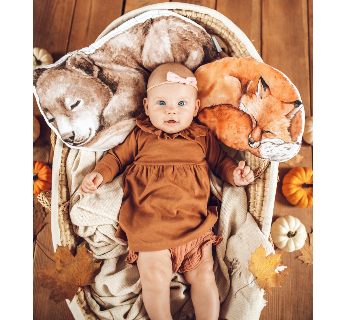 Babysteps Bavlnený detský dekoračný vankúšik LÍŠKA Rozměr: Veľký 58 x 42 cm