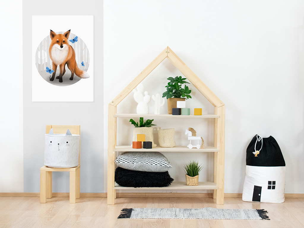 Benlemi Obraz na plátne na stenu do detskej izby LÍŠKA Zvoľte rozmer: 50 x 50 cm