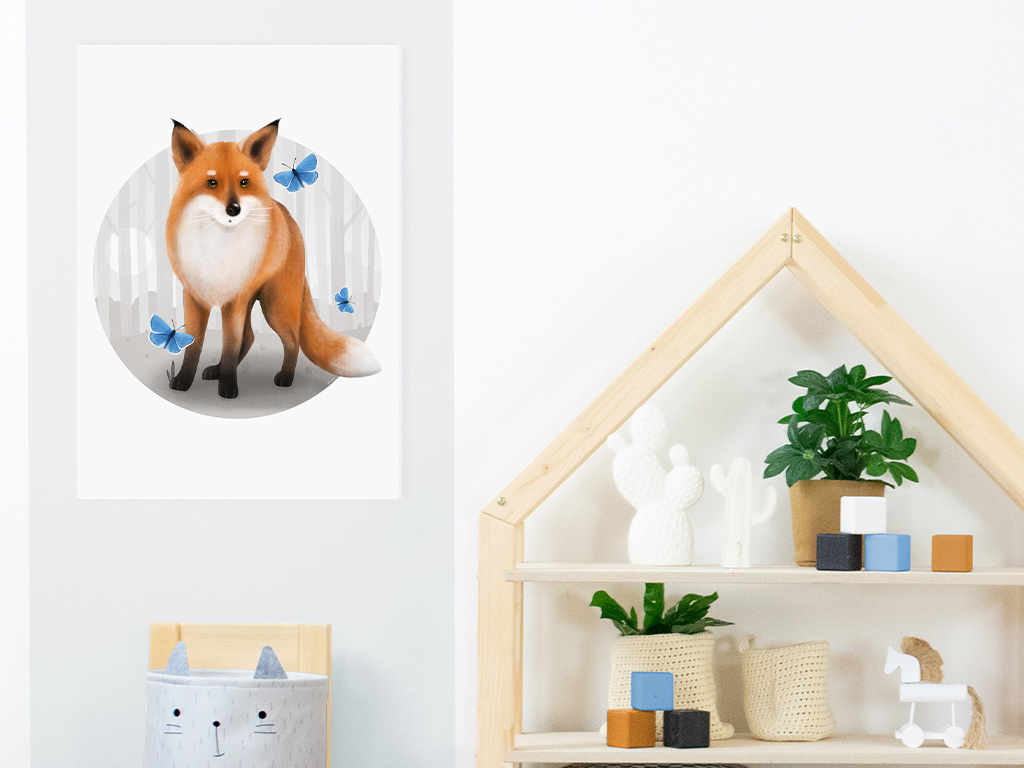 Benlemi Obraz na plátne na stenu do detskej izby LÍŠKA Zvoľte rozmer: 50 x 50 cm