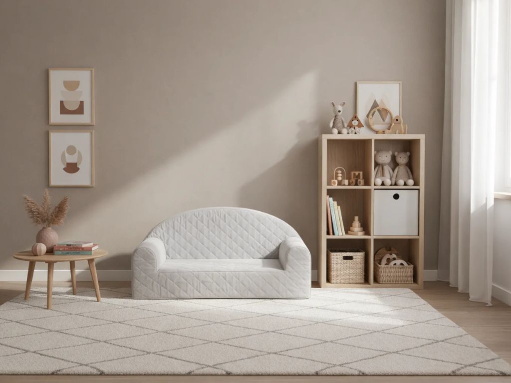 Babysteps Pohodlná detská pohovka s vreckami SIVÁ