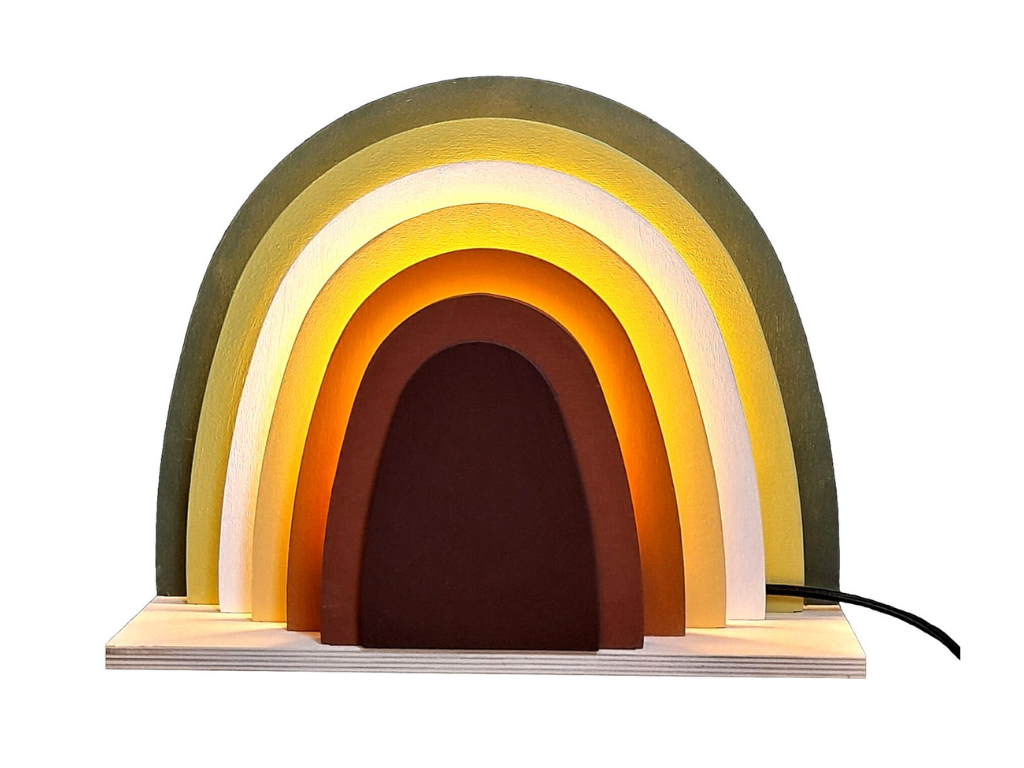 Makuto Art Drevená lampa do detskej izby DUHA Zvoľte farbu: Odtieň hnedá
