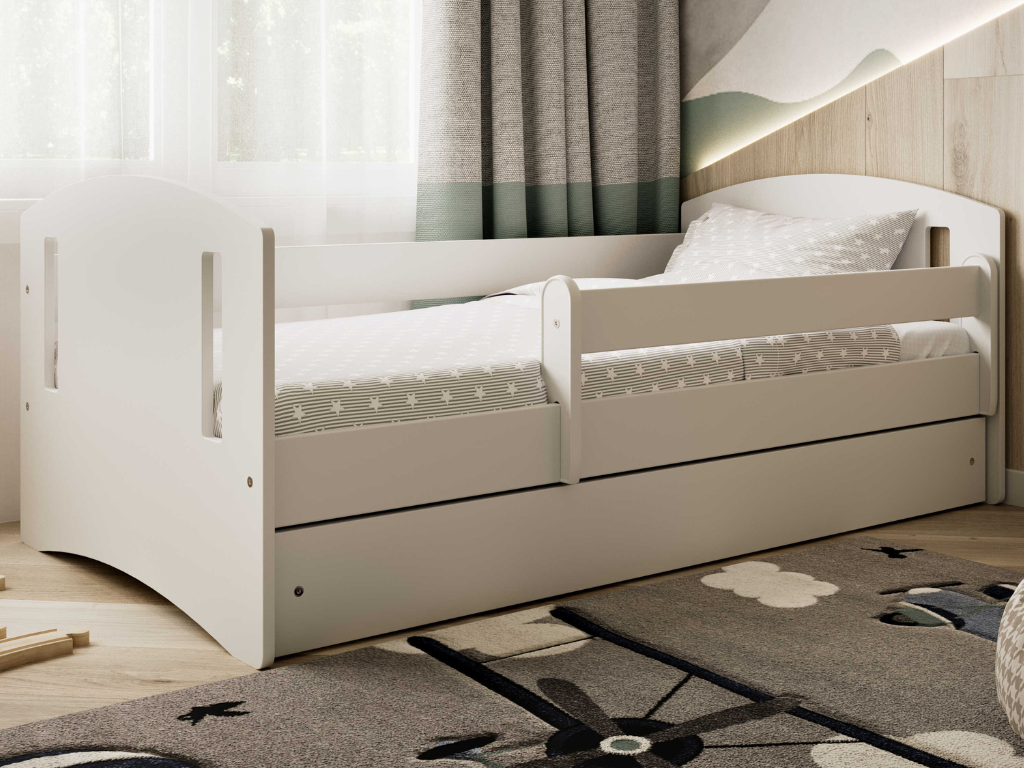 E-shop Biele detské jednolôžko CLASSIC s plnými čelami Zvoľte rozmer: 80x140 cm, Zvoľte matrac: Bez matraca, Zvoľte šuplík: Bez šuplíka