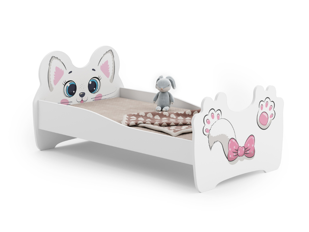 Benlemi Zvieratková detská posteľ KITTY s bočnicou + matrac ZADARMO Rozmer: 80x160 cm, Šuplík: Bez šuplíka