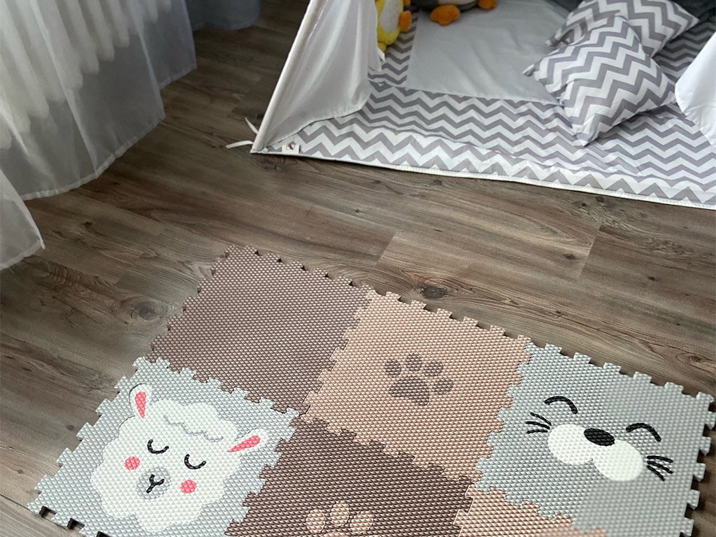 Penová podlaha puzzle 6 dielov HNEDÉ TLAPKY