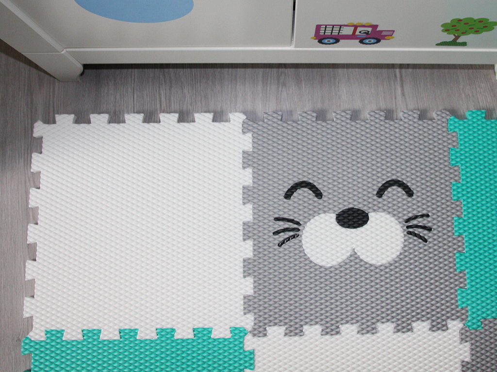 Penová podlaha na zem do detskej izby 9 dielov ZELENO-SIVÁ