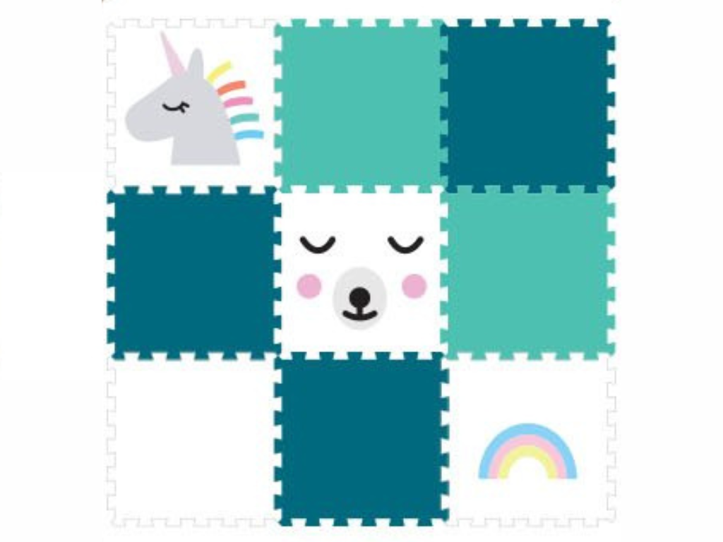 Penová puzzle podlaha 9 dielov MODRO-BIELA do detskej izby