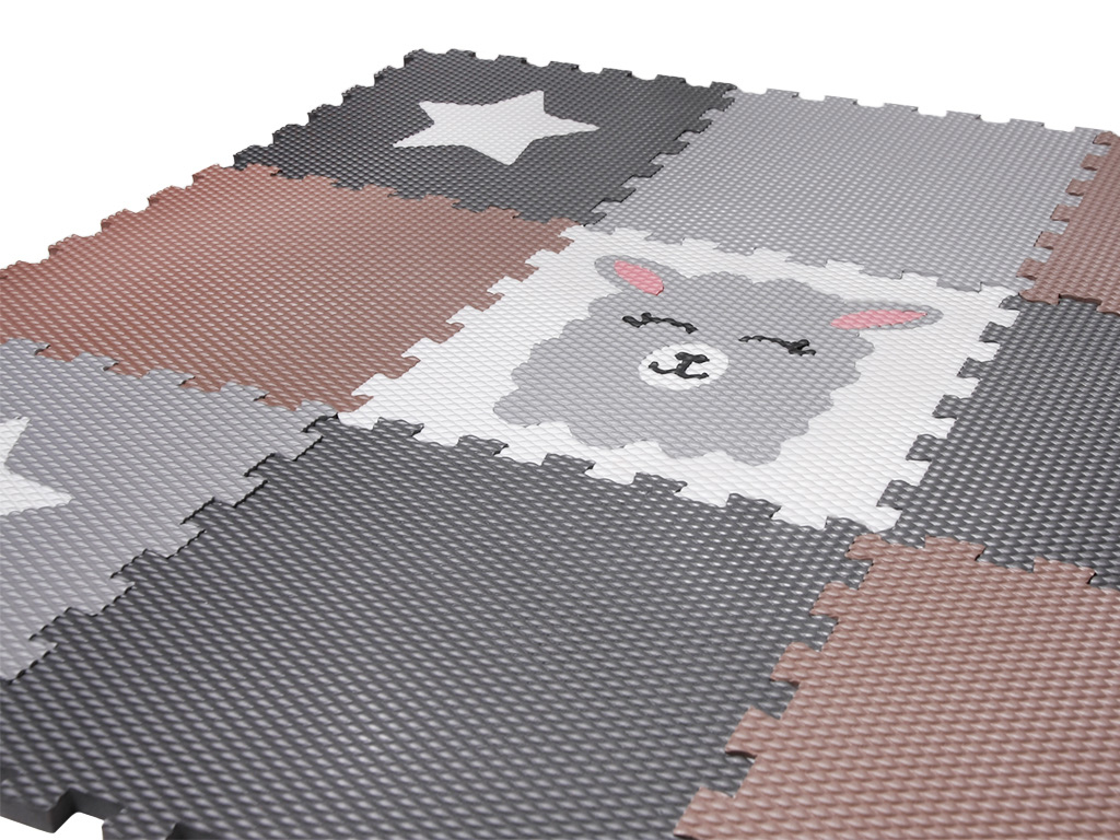 Dvanásťdielna puzzle podlaha do detskej izby SIVÉ HVIEZDY