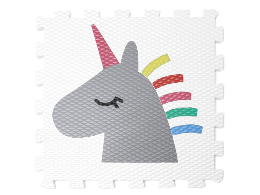 Hracie penové puzzle do detskej izby 12 dielov SIVÝ JEDNOROŽEC