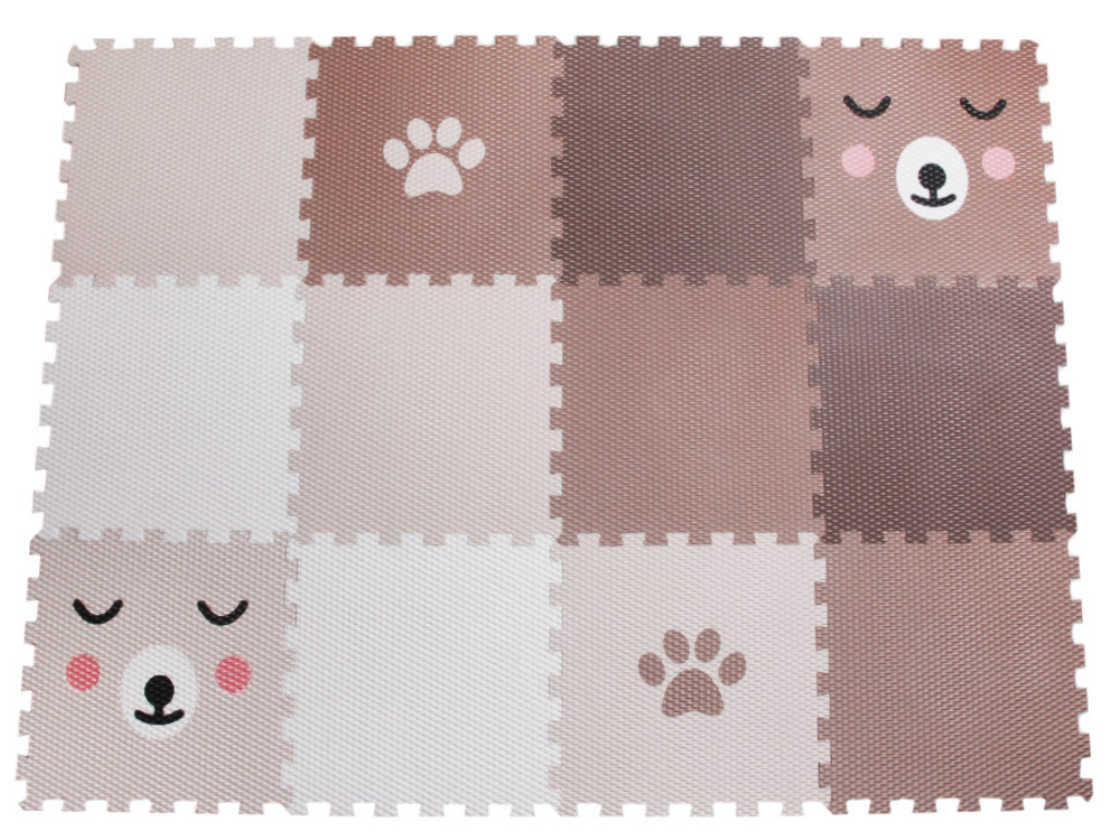 Penová puzzle podlaha 12 dielov TLAPKY A MEDVEĎ do detskej izby