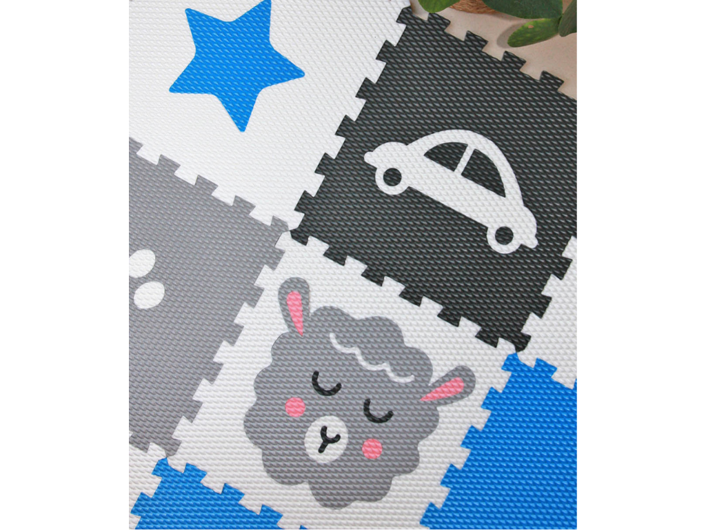 Penová podlaha puzzle 16 dielov MODRÉ HVIEZDY