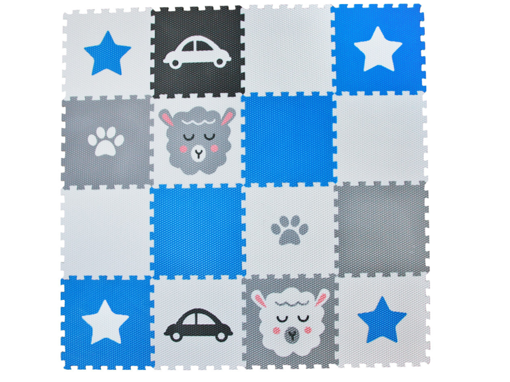 Penová podlaha puzzle 16 dielov MODRÉ HVIEZDY