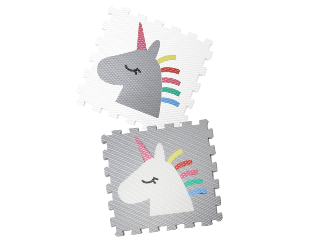 Sivá penová podlaha puzzle 16 dielov JEDNOROŽEC