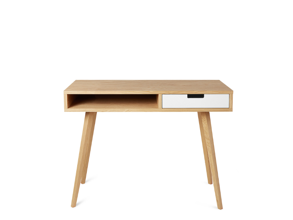 Benlemi Dizajnový drevený písací stôl so šuplíkom LEA 100 cm biely Strana: Vpravo, Kvalita dreva: 1. Dubový masív triedy A