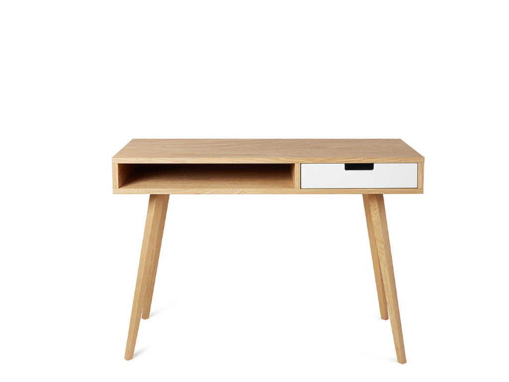Benlemi Škandinávsky písací stôl z dreva so zásuvkou LEA 110 cm biely Strana: Vpravo, Kvalita dreva: 1. Dubový masív triedy A