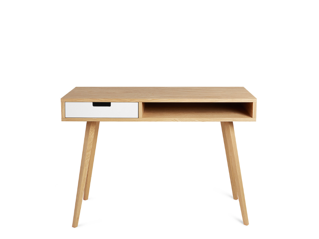 Benlemi Škandinávsky písací stôl z dreva so zásuvkou LEA 110 cm biely Strana: Vľavo, Kvalita dreva: 1. Dubový masív triedy A