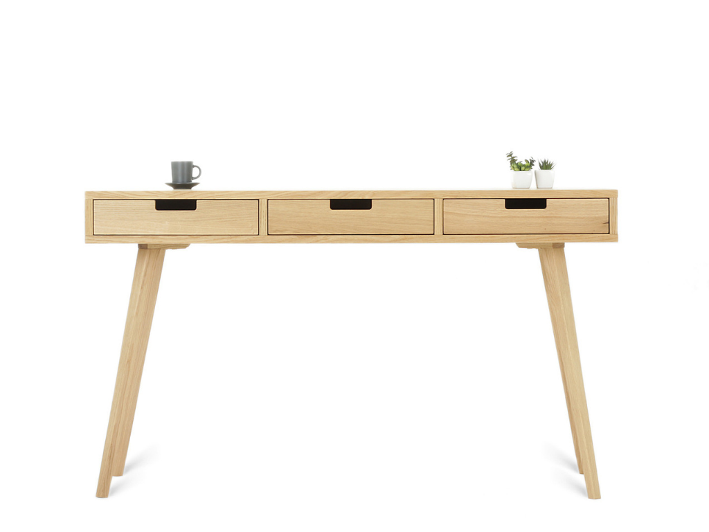 Benlemi Veľký drevený písací stôl s tromi zásuvkami LEA 130 cm prírodný Kvalita dreva: 1. Dubový masív triedy A