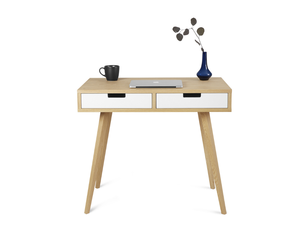 Benlemi Písací stôl z dubového masívu s dvoma šuplíkmi LEA 90 cm biely Kvalita dreva: 1. Dubový masív triedy A