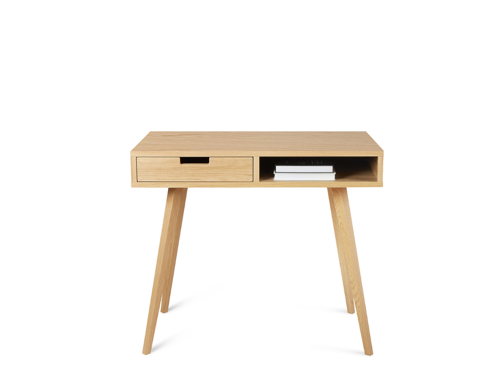 Benlemi Moderný drevený písací stôl so šuplíkom LEA 90 cm prírodný Strana: Vľavo, Kvalita dreva: 1. Dubový masív triedy A