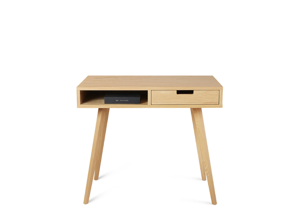 Benlemi Moderný drevený písací stôl so šuplíkom LEA 90 cm prírodný Strana: Vpravo, Kvalita dreva: 2. Kombinácia dubového masívu a dyhovanej DTD dosky