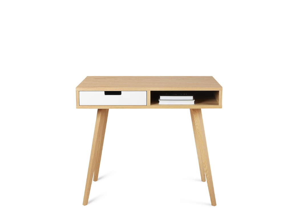 Benlemi Moderný drevený písací stôl so šuplíkom LEA 90 cm biely Strana: Vľavo, Kvalita dreva: 1. Dubový masív triedy A