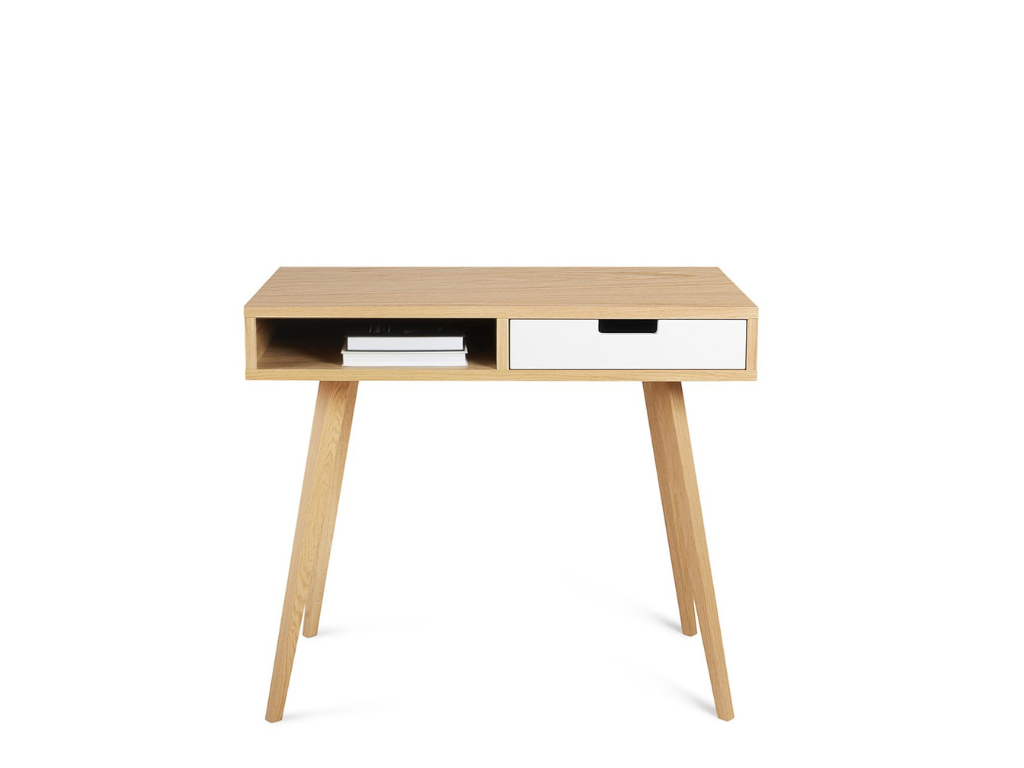 Benlemi Moderný drevený písací stôl so šuplíkom LEA 90 cm biely Strana: Vpravo, Kvalita dreva: 1. Dubový masív triedy A