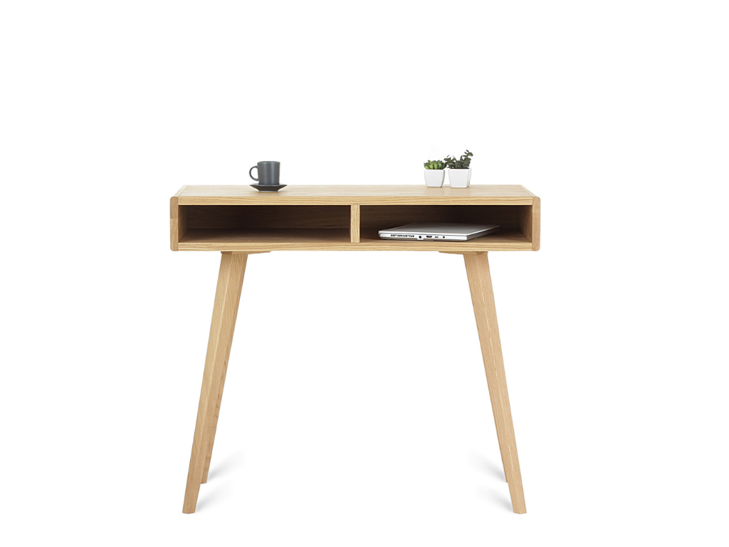 Benlemi Zaoblený minimalistický dubový písací stôl LEA FLO 90 cm s policami Kvalita dreva: 1. Dubový masív triedy A