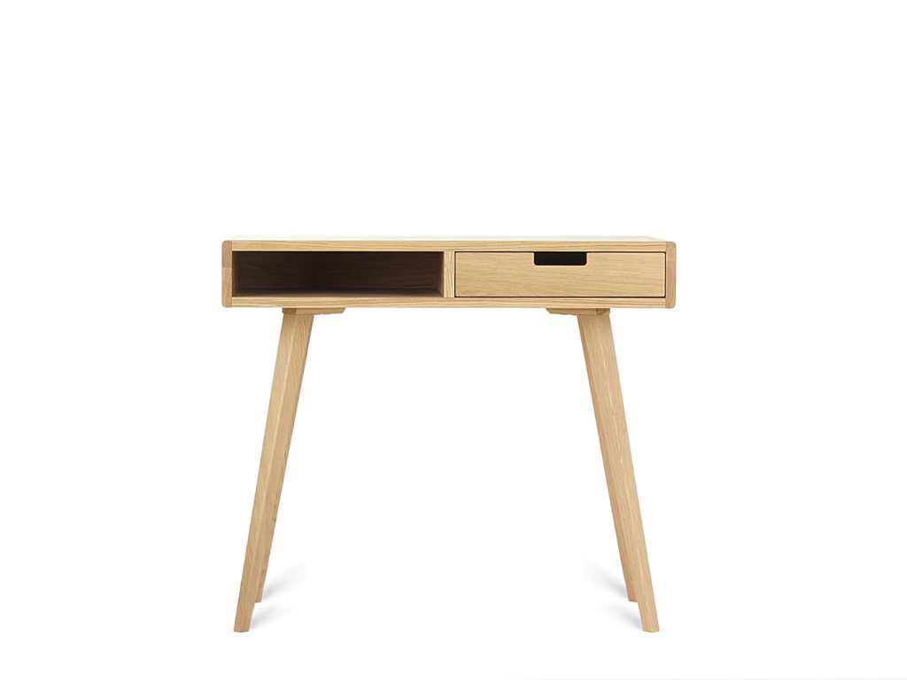 Benlemi Zaoblený drevený písací stôl so šuplíkom LEA FLO 90 cm prírodný Strana: Vpravo, Kvalita dreva: 1. Dubový masív triedy A