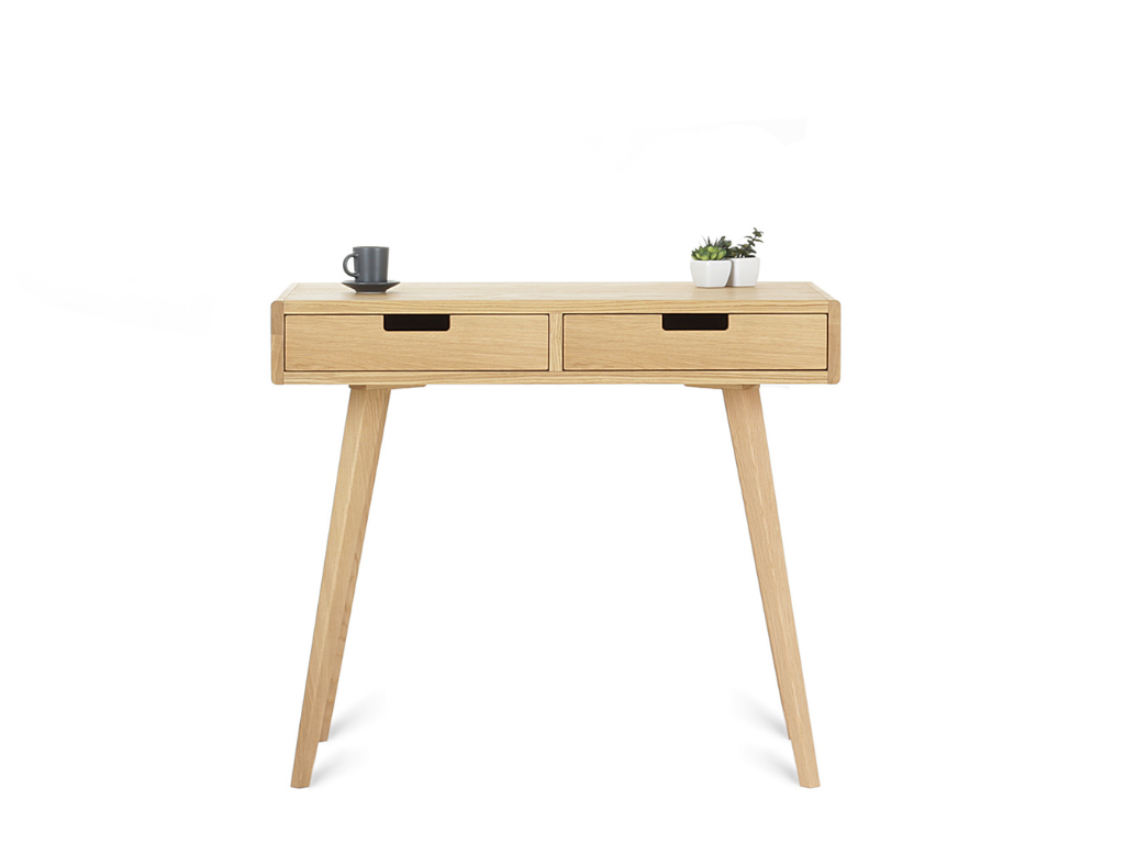 Benlemi Zaoblený písací stôl z dubového masívu s dvoma šuplíkmi LEA FLO 90 cm prírodný Kvalita dreva: 1. Dubový masív triedy A