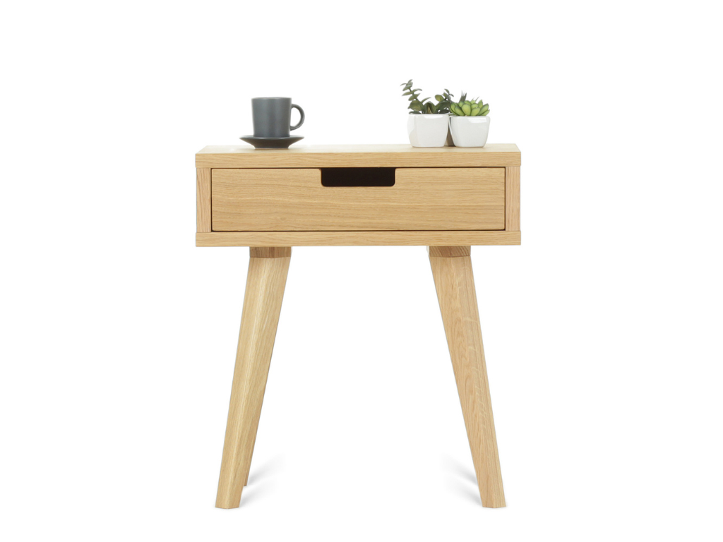 Benlemi Dizajnový nočný stolík so šuplíkom LUNA prírodný Kvalita dreva: 1. Dubový masív triedy A