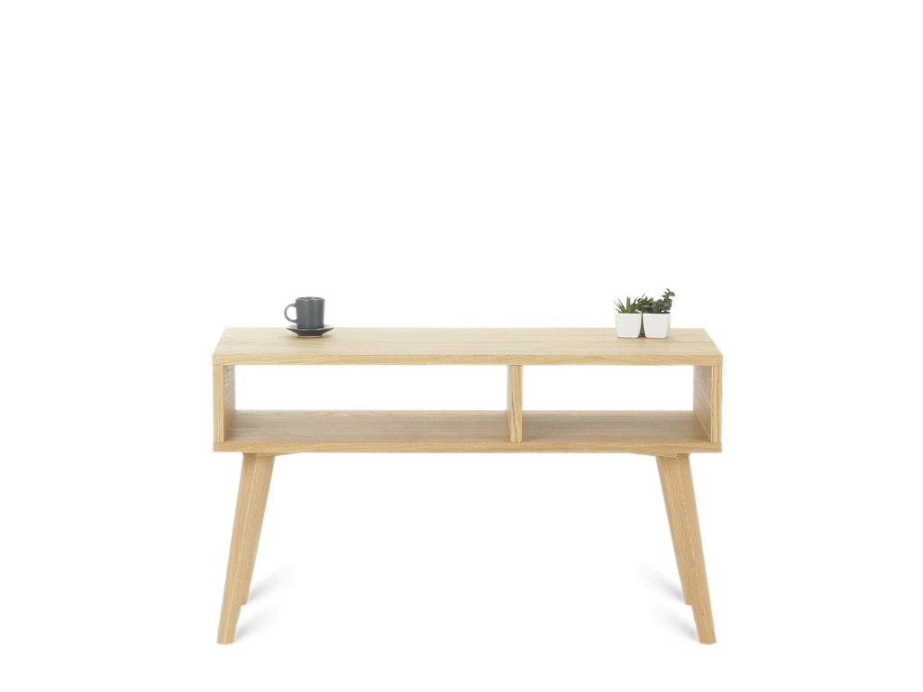 Benlemi Moderný konferenčný stolík VIDE s asymetrickými policami Kvalita dreva: 1. Dubový masív triedy A