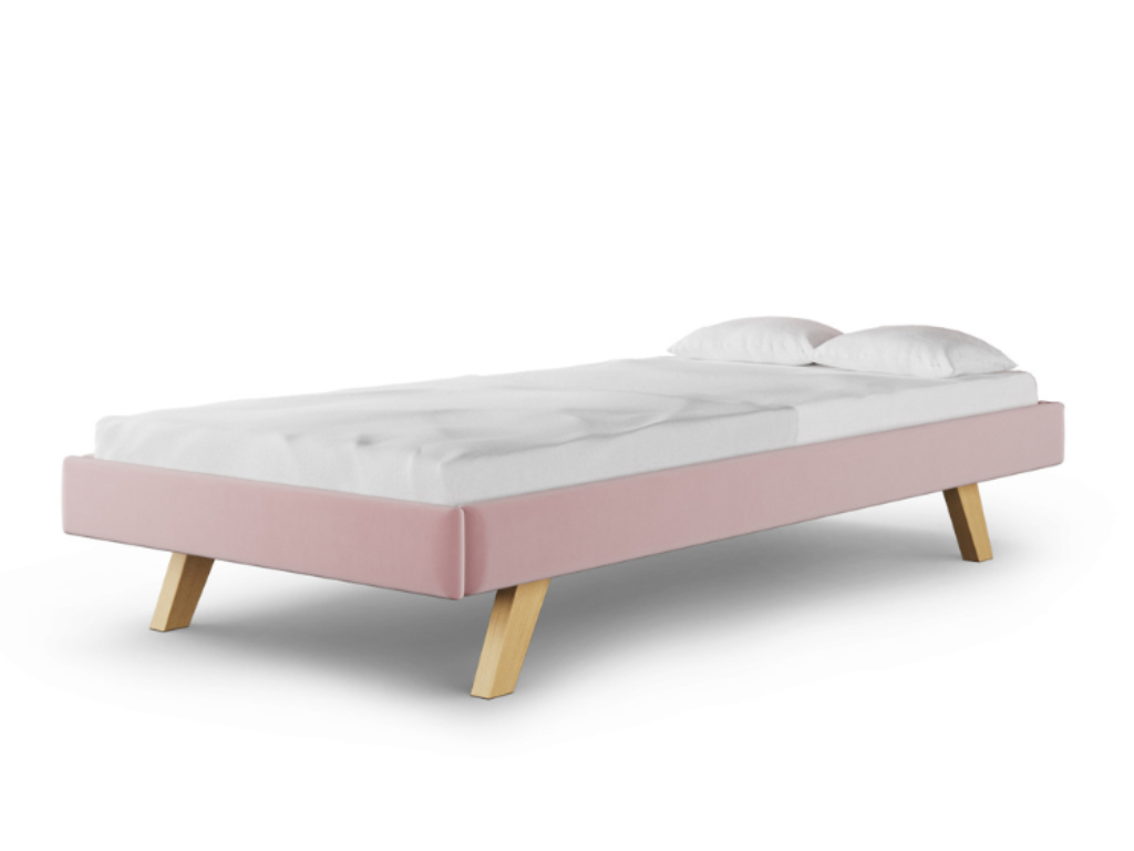 MINKO Čalúnená jednolôžková posteľ BASIC bez čela Zvoľte farbu: Ružová
