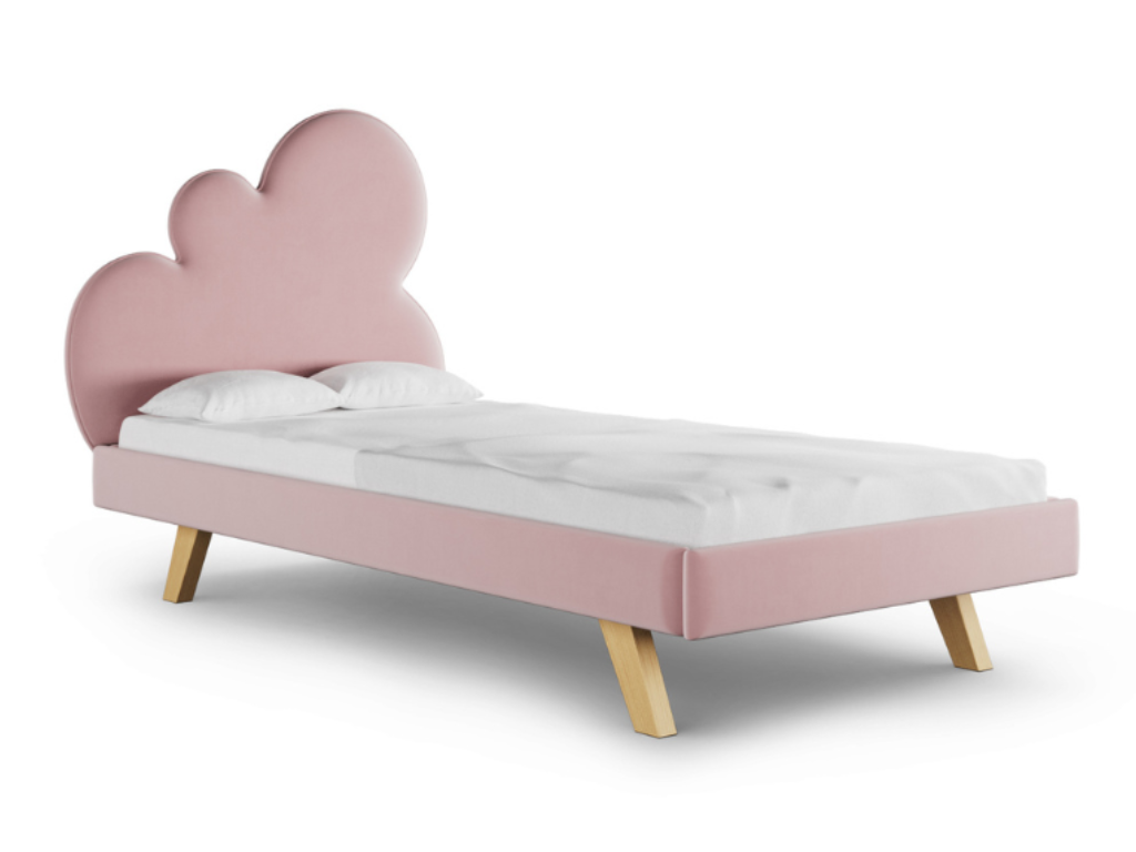 MINKO Čalúnená jednolôžková posteľ CLOUD do detskej izby Zvoľte farbu: Ružová, Strana: Vpravo