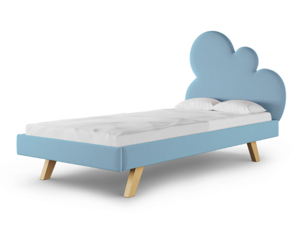 MINKO Čalúnená jednolôžková posteľ CLOUD do detskej izby Zvoľte farbu: Modrá, Strana: Vľavo