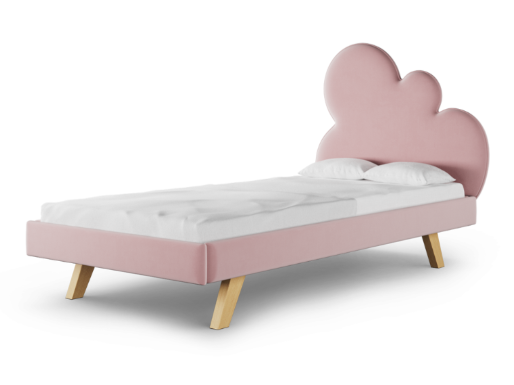 MINKO Čalúnená jednolôžková posteľ CLOUD do detskej izby Zvoľte farbu: Ružová, Strana: Vľavo