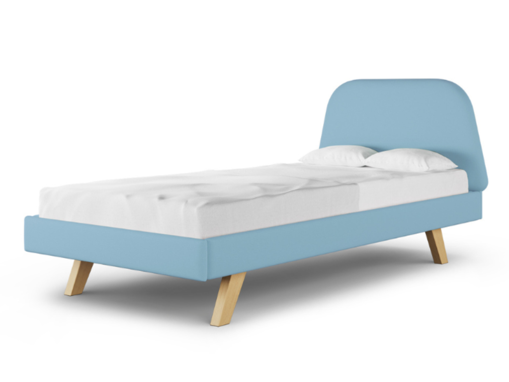MINKO Čalúnená jednolôžková posteľ TRAPEZE s čelom Zvoľte farbu: Modrá