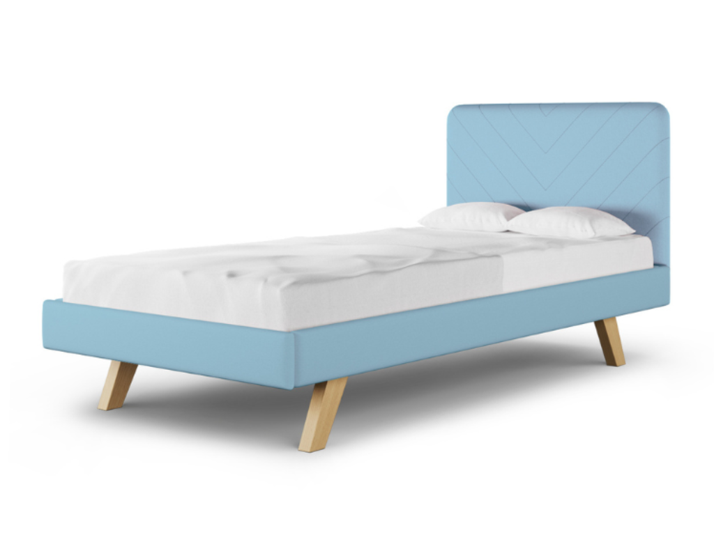 MINKO Čalúnená jednolôžková posteľ STITCH s vysokým čelom Zvoľte farbu: Modrá