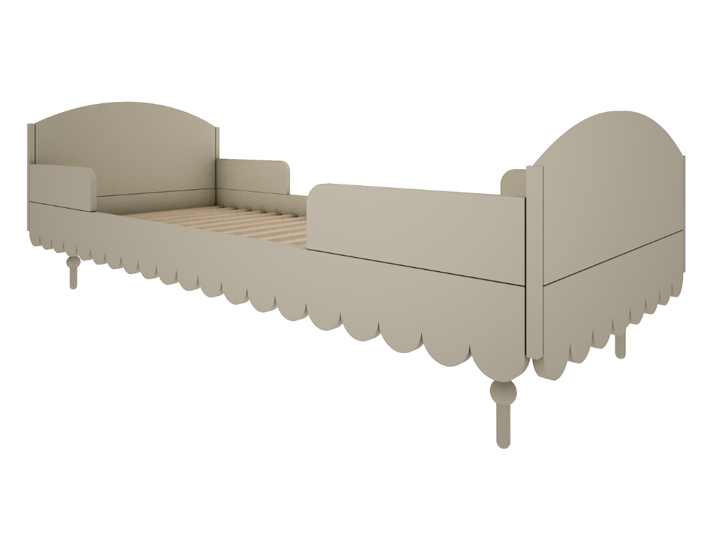 E-shop Detská jednolôžková posteľ s odnímateľnou bočnicou BABUSHKA 90x200 cm Zvoľte farbu: Olivová