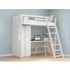 Biela vyvýšená posteľ SIMONE s rebríkom, skriňou, písacím stolom a policou 90x200 cm